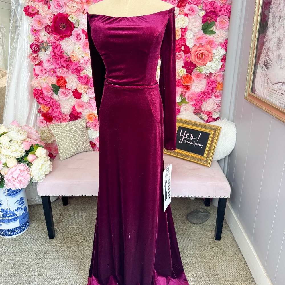 Morilee #21724 | Bordeaux Velvet Dress